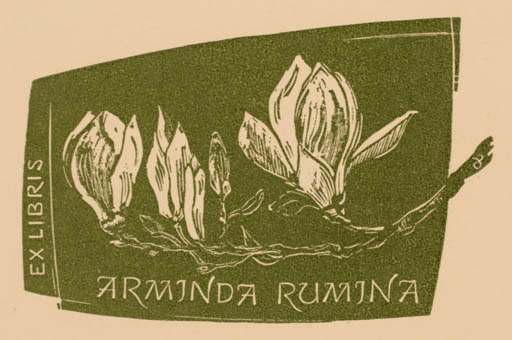 Exlibris by Zbigniew Dolatowski from Poland for Arminda Rumina - Flower Flora 