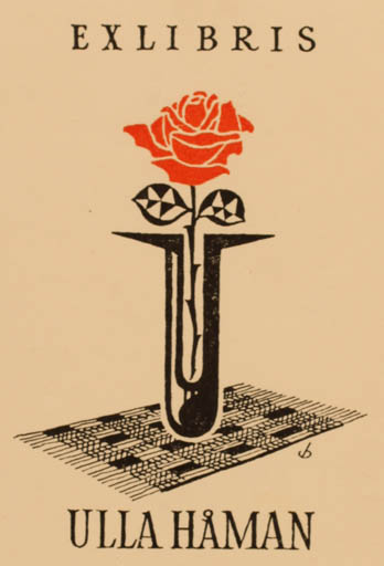 Exlibris by Christian Blæsbjerg from Denmark for Ulla Håman - Flower Flora 
