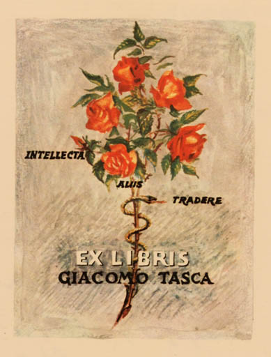 Exlibris by Virgilio Tramontin from Italy for Giacomo Tasca - Flower Flora 