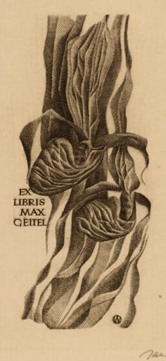 Exlibris by Wojciech Jakubowski from Poland for Max Geitel - Flower Flora 