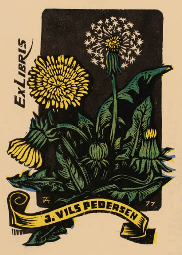 Exlibris by Antal Fery from Hungary for Jørgen Vils Pedersen - Flower Flora 