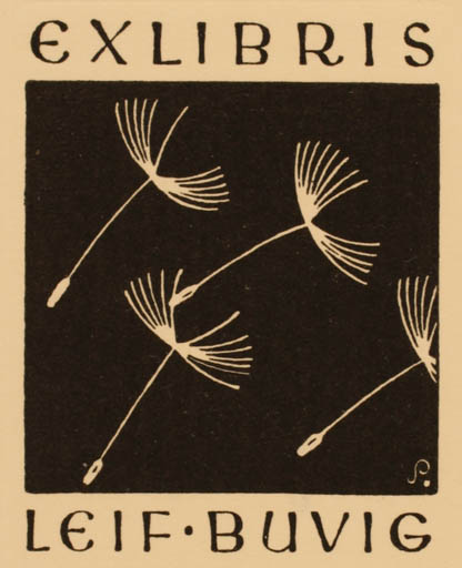 Exlibris by Henry Schjærven from Norway for Leif Buvig - Flora 