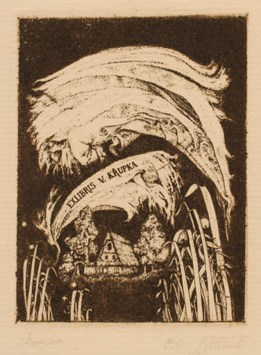 Exlibris by Josef Dudek from Czechoslovakia for Vaclav Krupka - 