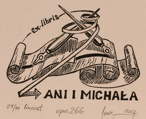 Exlibris by Malgorzaty Seweryn from Poland for Ani I Michala - 
