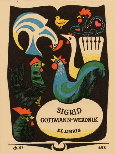 Exlibris by Christian Blæsbjerg from Denmark for Sigrid Gottmann - Bird 