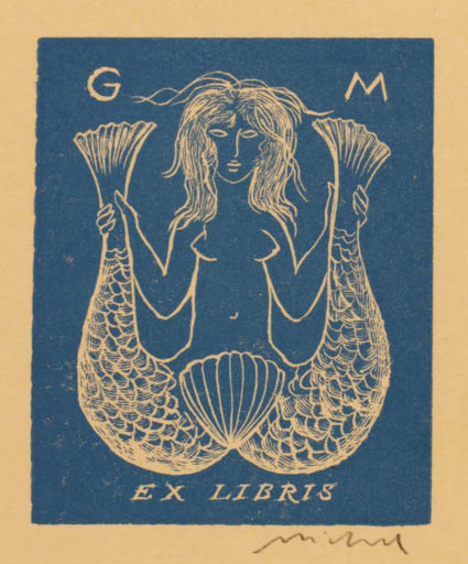 Exlibris by Rastislav Michal from Czechoslovakia for ? G.M. - Mermaid 