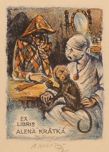 Exlibris by Bohumil Kratky from Czech Republic for Alena Krátká - Theater/Cirkus 