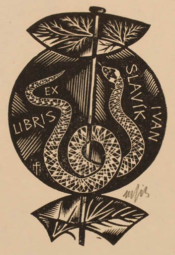 Exlibris by Dr. Otakar Marik from Czechoslovakia for Ivan Slavík - Fauna 