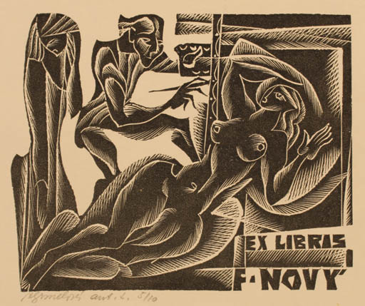 Exlibris by Anna Gremelova from Czechoslovakia for F Novy - Art Man 