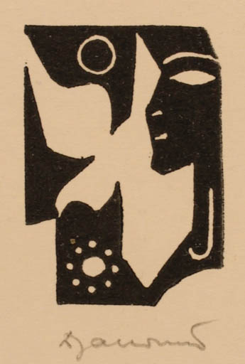 Exlibris by Dusan Janousek from Czechoslovakia for ? J. - Bird 