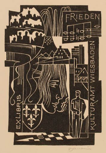 Exlibris by Dusan Janousek from Czechoslovakia for ? Kulturamt Wiesbaden - 