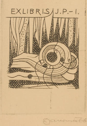 Exlibris by Dusan Janousek from Czechoslovakia for ? J.P. l - Abstract 