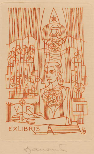 Exlibris by Dusan Janousek from Czechoslovakia for ? V.R. - 