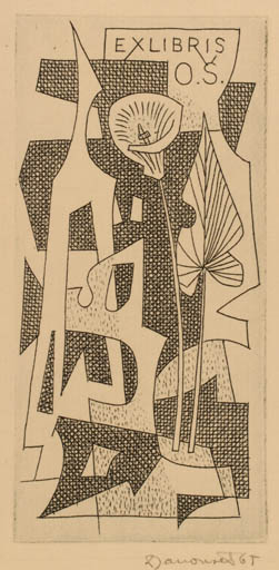 Exlibris by Dusan Janousek from Czechoslovakia for ? O.S. - Abstract 