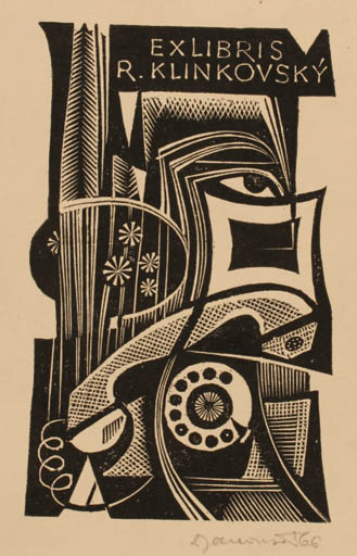 Exlibris by Dusan Janousek from Czechoslovakia for Ruda Klinkovsky - Abstract 