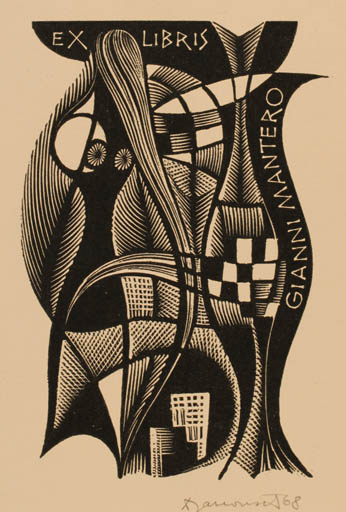 Exlibris by Dusan Janousek from Czechoslovakia for Gianni Mantero - Abstract 