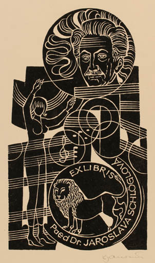 Exlibris by Dusan Janousek from Czechoslovakia for Dr. Jaroslava Schlöglová - Woman Music 