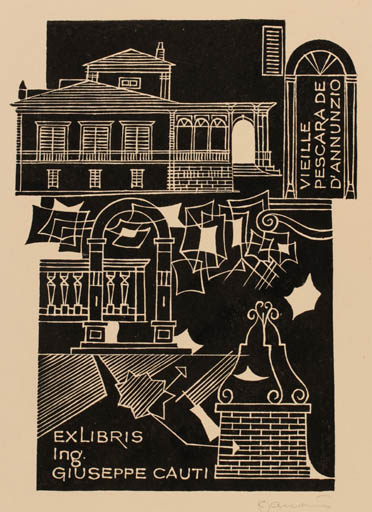 Exlibris by Dusan Janousek from Czechoslovakia for Giuseppe Cauti - Architecture 