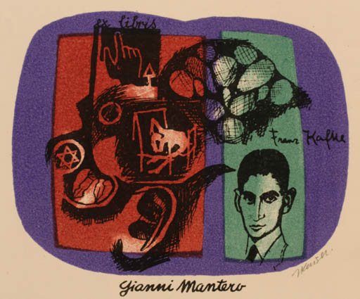 Exlibris by Jaroslav Kaiser from Czechoslovakia for Gianni Mantero - Hand(s) Man Sport/game 