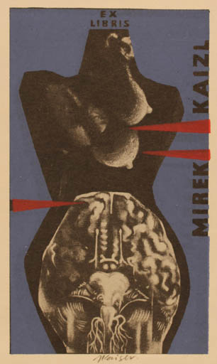 Exlibris by Jaroslav Kaiser from Czechoslovakia for Mirko Kaizl - Woman Medicine 