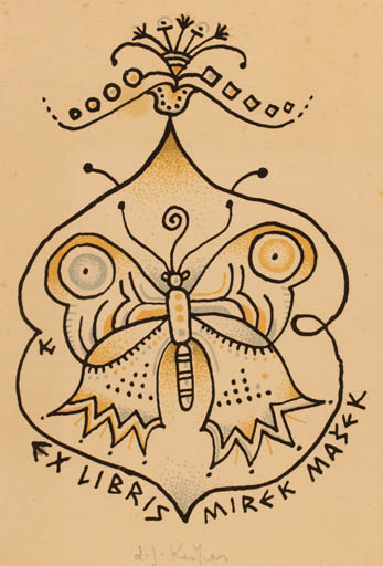 Exlibris by Ladislav J. Kaspar from Czech Republic for Mirek Masek - Butterfly 