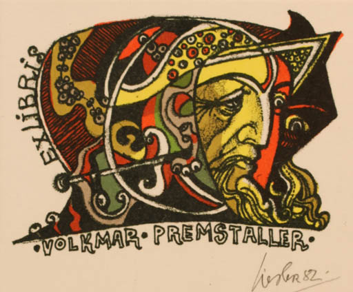 Exlibris by Josef Liesler from Czechoslovakia for Volkmar Maria Premstaller - Portrait 