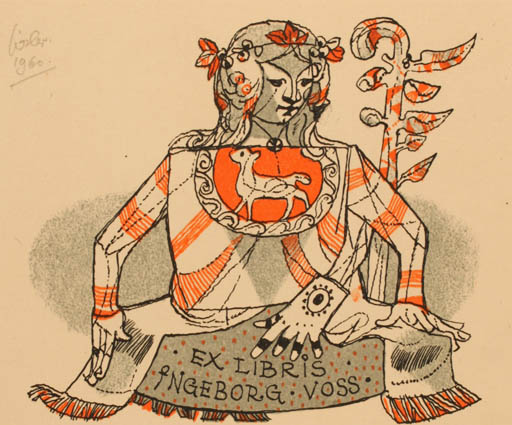 Exlibris by Josef Liesler from Czechoslovakia for Ingeborg Voss - Woman 