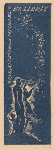 Exlibris by Rastislav Michal from Czech Republic for Kirsten und Michael Erik - Child Couple Romance 