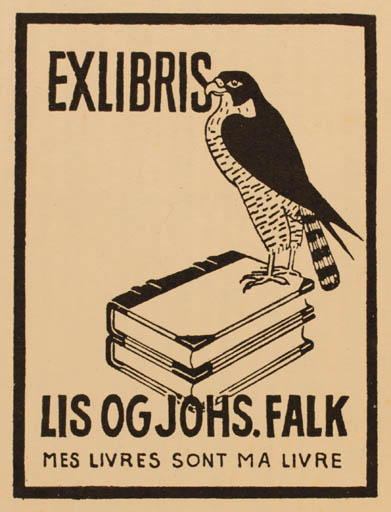 Exlibris by ? ? from Denmark for Lis og Johannes Falk - Book Bird 