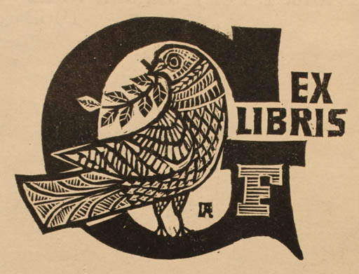 Exlibris by Antal Fery from Hungary for ? G.F. - Bird 