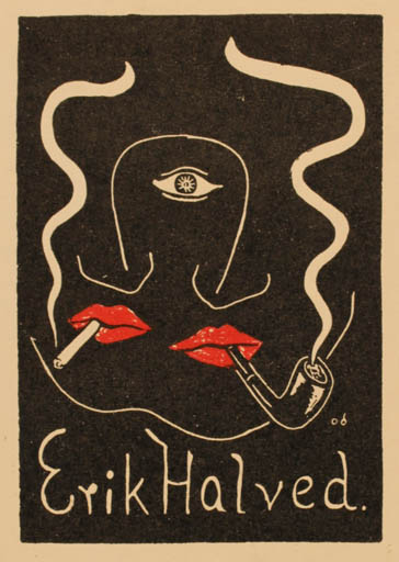 Exlibris by Ole Dich from Denmark for Erik Halved - Abstract 