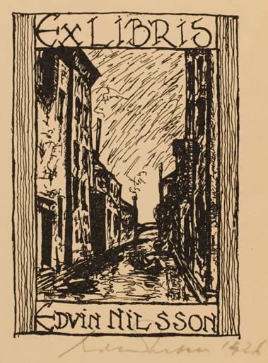Exlibris by ? ? from Sweden for Edvin Nilsson - City 