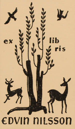 Exlibris by ? ? from Sweden for Edvin Nilsson - Fauna Flora 