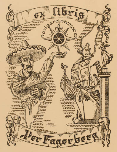 Exlibris by ? ? from Unknown for Per Fagerberg - Maritime Ship/Boat 