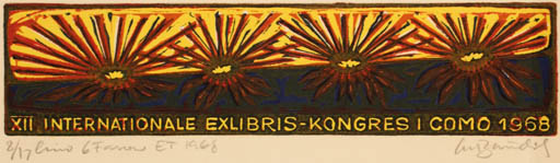 Exlibris by Chr. W. Bauditz from Denmark for ? XII. EL-Kongress Budapest - Exlibris Congress Flora 