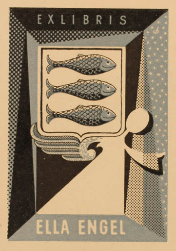 Exlibris by Christian Blæsbjerg from Denmark for Ella Engel - Fish 
