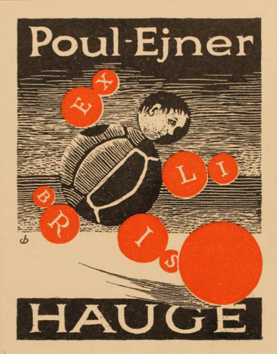 Exlibris by Christian Blæsbjerg from Denmark for Poul- Ejner Hauge - Sport/game 