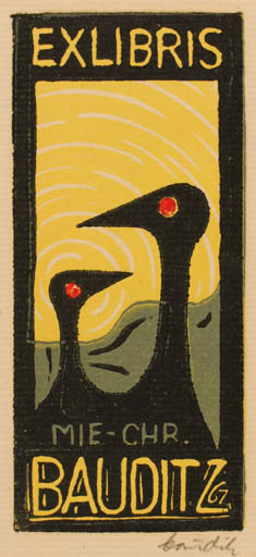 Exlibris by Chr. W. Bauditz from Denmark for Mie & Chr. W. Bauditz - Fauna Bird 