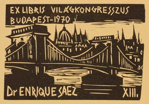 Exlibris by Kàroly Andrusko from Yugoslavia for Dr. Enrique Saez Fernadez Casariego - City Exlibris Congress 