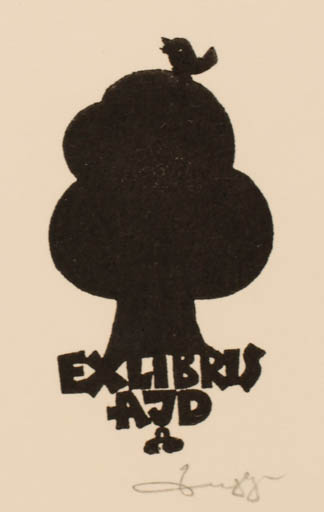 Exlibris by Zbigniew Dolatowski from Poland for ? A. J. D. - Tree 