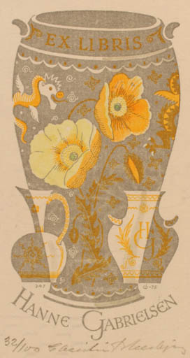 Exlibris by Christian Blæsbjerg from Denmark for Hanne Gabrielsen - 