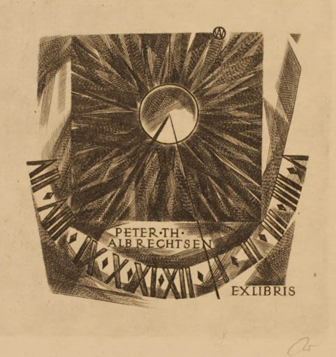 Exlibris by Wojciech Jakubowski from Poland for Peter Therkel Albrechtsen - Sun 