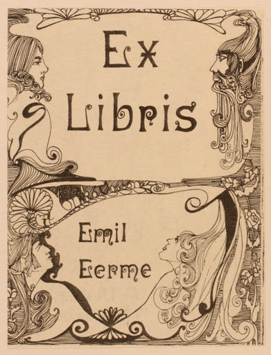 Exlibris by M Uesson from Canada for Emil Eerme - Jugend Portrait 