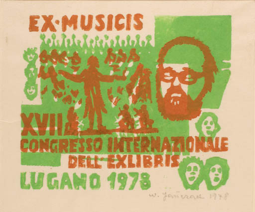 Exlibris by W. Janczak from Poland for Lugano XVII. Int. Exlibriskongress - Exlibris Congress Music 