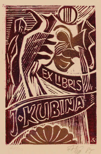 Exlibris by Jiri Kaufman from Czechoslovakia for J Kubina - 