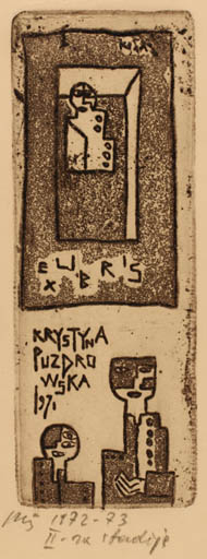 Exlibris by Vincas Kisarauskas from Lithuania for Krystyna Puzdrowska - Abstract 