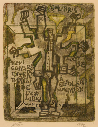 Exlibris by Vincas Kisarauskas from Lithuania for Vagn Åge Clemmensen - Abstract 