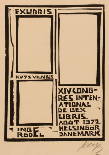 Exlibris by Vincas Kisarauskas from Lithuania for Inge Rödel - Abstract 