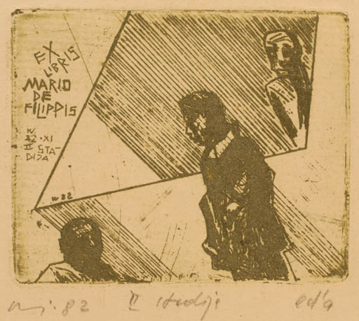 Exlibris by Vincas Kisarauskas from Lithuania for Mario de Filippis - Abstract Man 