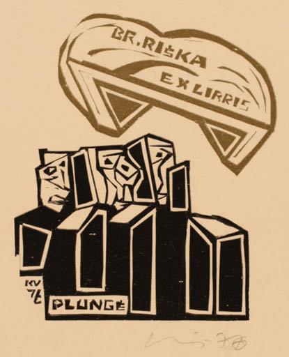 Exlibris by Vincas Kisarauskas from Lithuania for Br Riska - Abstract 